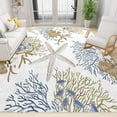 thumbnail image 1 of Coastal Nautical Beach Ocean Area Rug, Starfish Coral Shell Creature Laundry Room Carpet Non Slip Throw Rugs For Bathroom Kitchen Sink Front Door Bedroom Bedside 5' x 7', 1 of 6
