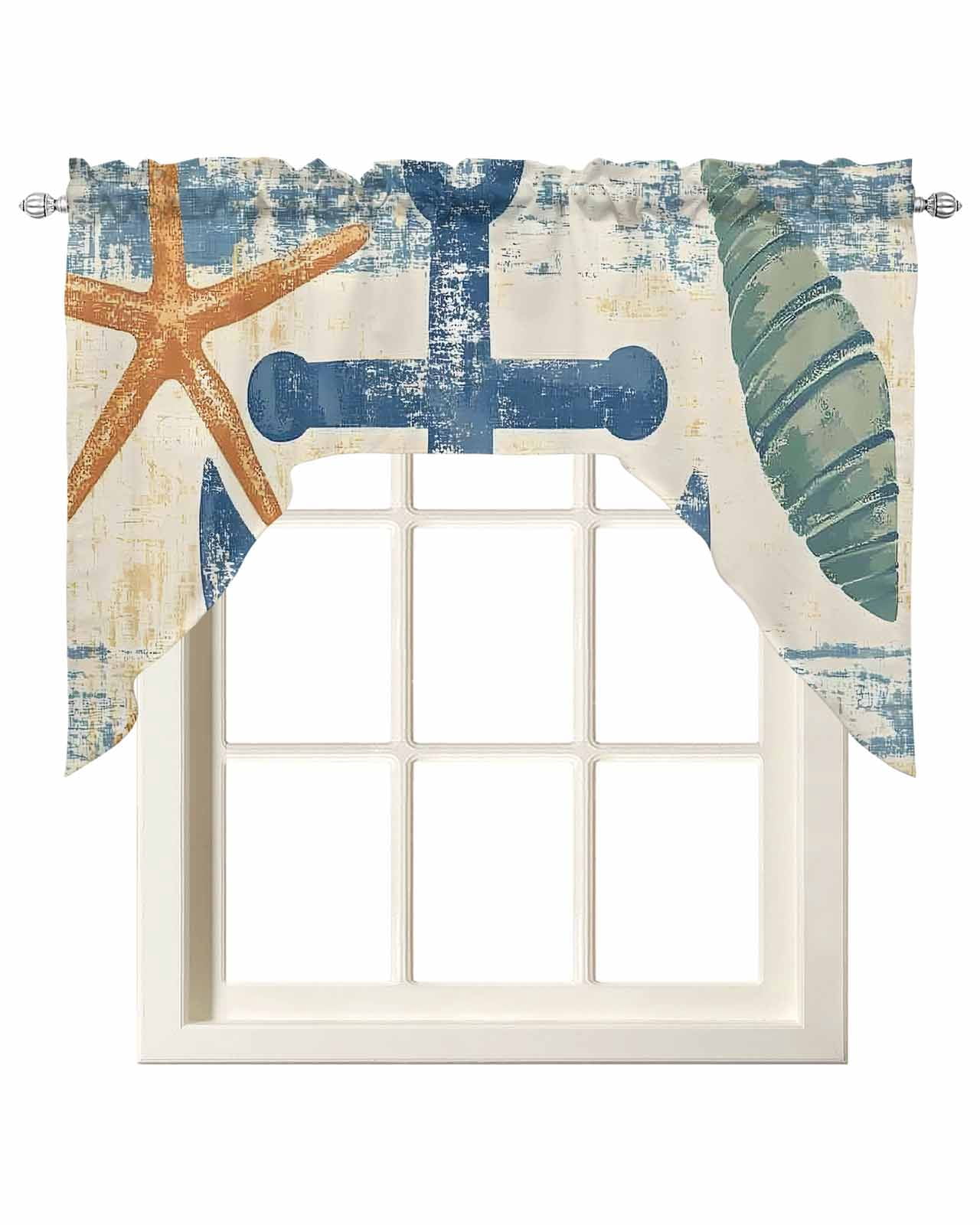 Coastal Nautical Kitchen Curtains Swag Valance for Windows/Bathroom ...