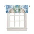 thumbnail image 1 of Coastal Nautical Kitchen Valances for Windows Farmhouse Linen Window Valance Curtain for Living Room Window Treatment Summer Ocean Shell Seaweed Valance Rod Pocket Topper Drape, 60 x 18 Inch, 1 of 6