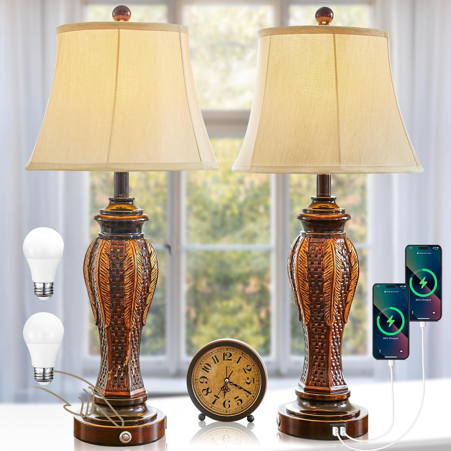 Coastal Nautical Lamp Farmhouse Table Lamps for Living Room Bedroom