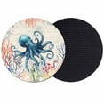 thumbnail image 1 of Coastal Nautical Octopus Coasters Set of 2, Absorbent Coasters for Drinks, Oceans Corals Jellyfish Starfish Coaster for Desk Coffee Table Protection, Home Decor House Warming Gifts 4", 1 of 8