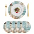 thumbnail image 1 of Coastal Nautical Round 13 Inch Placemats Set of 4, Summer Beach Wave Starfish Shell HeatResistant Non Slip Place Mats for Dining Table, Wipeable Braided Kitchen Table Mats for Housewarming, 1 of 9