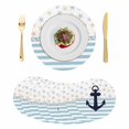thumbnail image 1 of Coastal Nautical Round 13 Inch Placemats Set of 8, Blue Striped Starfish Shell Beach HeatResistant Non Slip Place Mats for Dining Table, Wipeable Braided Kitchen Table Mats for Housewarming, 1 of 9