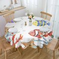 thumbnail image 1 of Coastal Nautical Round Tablecloth 60 Inch - Waterproof Fabric Table Cloth Protector, Ocean Fish Coral Starfish Summer Beach Tablecloths Washable Table Cover for Kitchen Banquet Party, 1 of 6