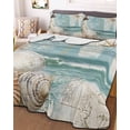 thumbnail image 1 of Coastal Nautical Twin Size Down Alternative Comforter, Lightweight Comforter Quilt Bedding Set with Pillow Shams Summer Beach Wave Starfish Shell All Seasons Bed Comforter Duvet Insert 68"x86", 1 of 7
