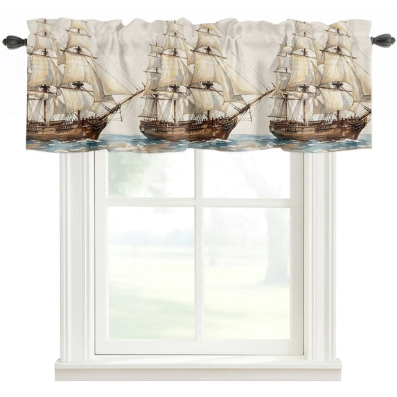 Coastal Nautical Valances for Windows Farmhouse Kitchen Curtains ...