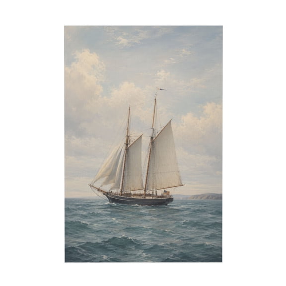 Coastal Nautical Vintage Seascape Canvas Wall Art for Home Bedroom 12*18in