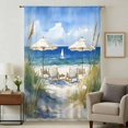 thumbnail image 1 of Coastal Nautical Wave Sheer Curtains 45 Inches Long, Ocean Oil Painting Beach Plant Light Filering Curtains, Breathable Simi Curtain Privacy Drapes for Kitchen Bathroom Small Window Treatment, 1 of 9