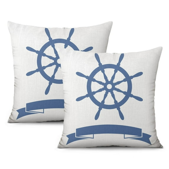 Coastal Ocean Anchors Pillow Covers 20x20, 2 Pcs, Navy Blue Nautical Throw Pillow Cases, Decorative Linen Cushion Cases forCouch Living Room Sofa Bed Outdoor Home