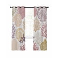thumbnail image 1 of Coastal Ocean Animals Blackout Curtains for Bedroom Living Room, Brown Red Yellow Coral Starfish Seashell 96 In Long Thermal Insulated Room Darkening Drapes Grommet Window Treatments, 52 x 96 In, 1 of 9
