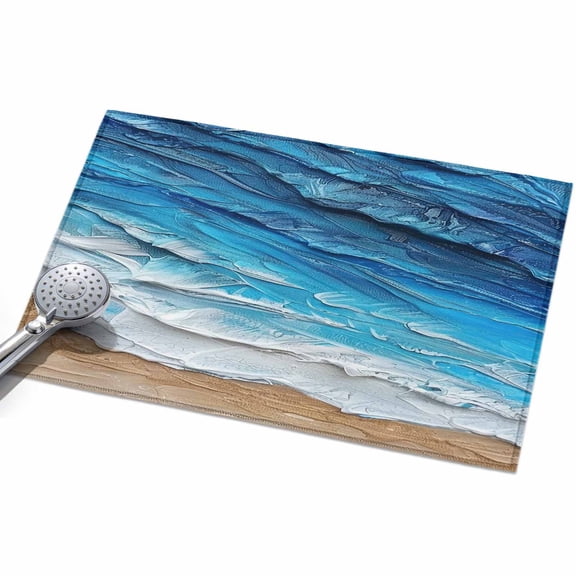 Coastal Ocean Area Rugs 2x3ft Beach Dark Blue Waves Gradient Oil Painting Floor Rug&nbsp;Non Slip Low Pile Ultra Soft Throw Carpet for Entryway Indoor Entrance Kitchen Bathroom