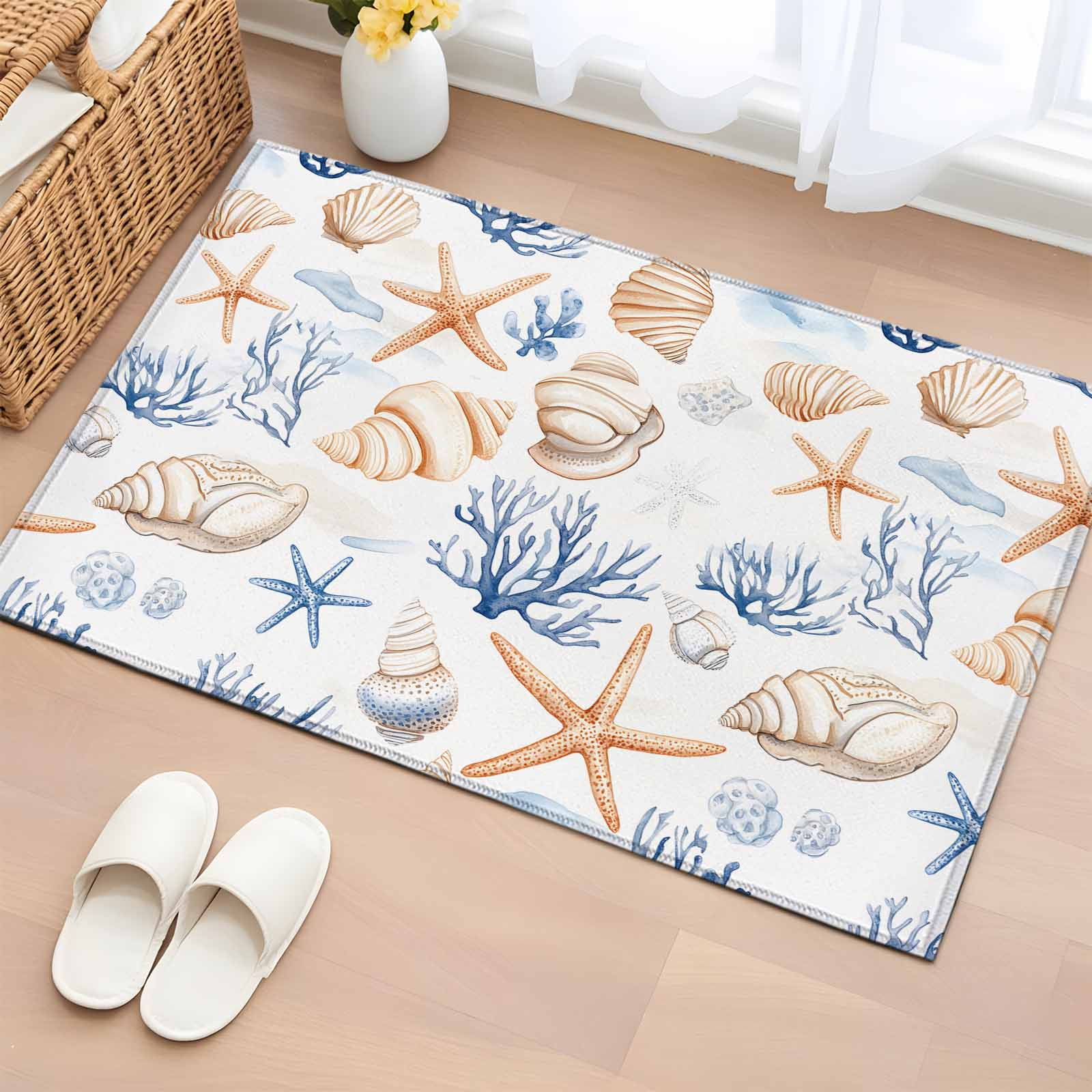 Coastal Ocean Bathroom Rug Washable 2x3 Entryway Rug Non Slip Ombre ...