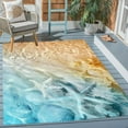 thumbnail image 1 of Coastal Ocean Beach Theme Indoor Oudoor Waterproof Area Rug 4'x5' Star Fish Outdoor Rug for Patio Backyard Deck 3D Illusion Livingroom Bedroom Dining Office Carpet, 1 of 6