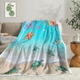 thumbnail image 1 of Coastal Ocean Beach Throw Blanket, Summer Blue Seashell Starfish Throw Blanket, Super Warm Cozy Microfiber Flannel Blanket for Couch Chair Sofa Bed Home Outdoor Beach Travel, 1 of 5