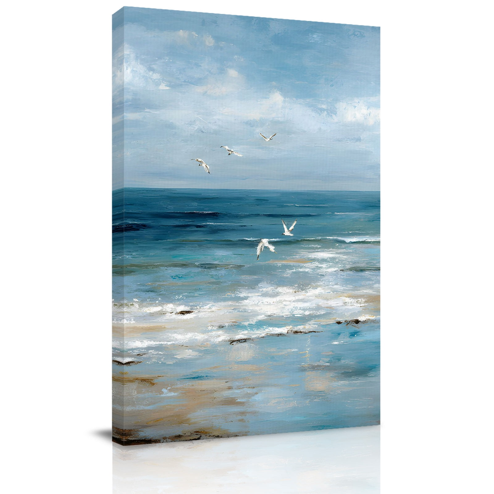 Coastal Ocean Canvas Wall Art for Living Room, Summer Beach Seagull Oil ...