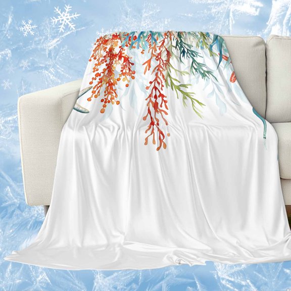 Coastal Ocean Cooling Blanket, Lightweight Breathable Summer Throw Blanket with Double Sided Cold Effect,Summer Beach Coral Starfish Seagrass Picnic Beach Blankets Bed Sheet for Hot Sleepers 60"x80"