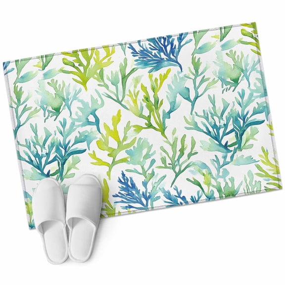 Coastal Ocean Coral Large Area Rugs for Bedroom Living Room, Soft Non Slip Carpet Bedside Rug, Green Blue Turquoise Aqua Summer Rectangular Floor Cover Kitchen Accent Rug 2'x3' for Dining Room/Office