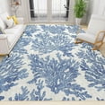 thumbnail image 1 of Coastal Ocean Coral Reef Theme Indoor Area Rug 3'x4' Retro Ocean Blue Coral Creature Rugs Non-Slip Machine Washable Modern Carpet for Bedroom Living Room Front Entrance Floor Decor, 1 of 6