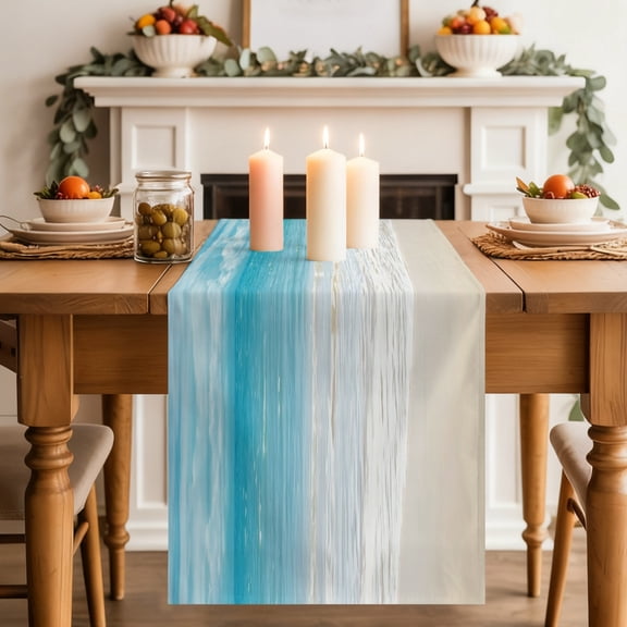 Coastal Ocean Dining Table Runner, Ocean Waves Beach Sea Shore Washable Table Runners Kitchen Coffee Table Center Decor for Home Party Holiday Wedding 13 x 36 Inches