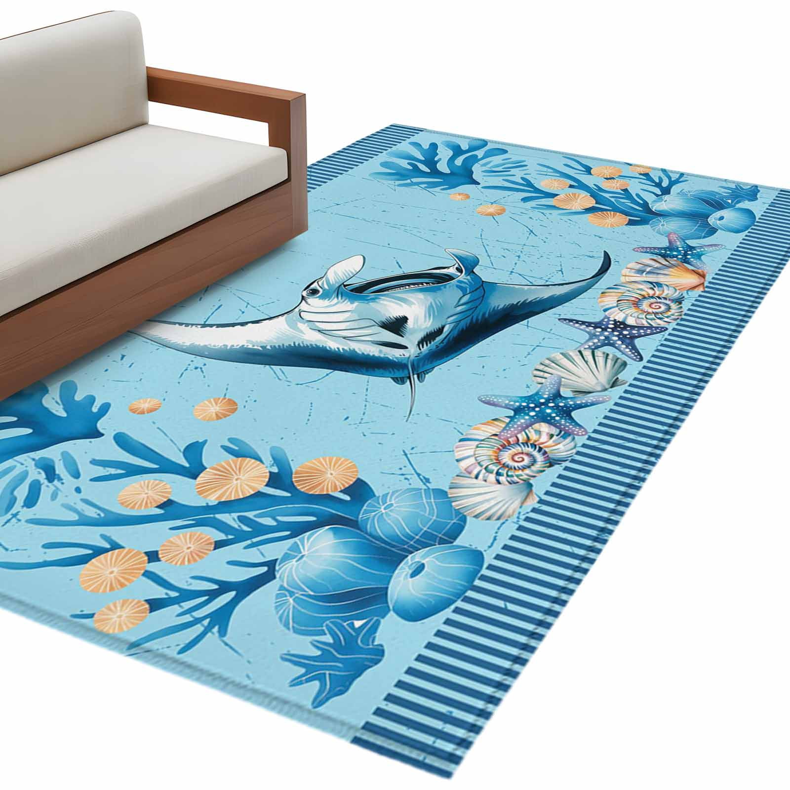 Coastal Ocean Fish Kitchen Runner Rug 2.7x5 Washable Runners for ...