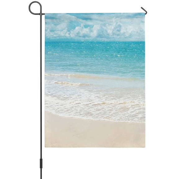 Coastal Ocean Garden Flags For Outdoor, Ocean Waves Beach Sea Shore Small Double Side Yard Flags Weather Proof Garden Decor for Lawn Outside Holiday 12 x 18 Inches