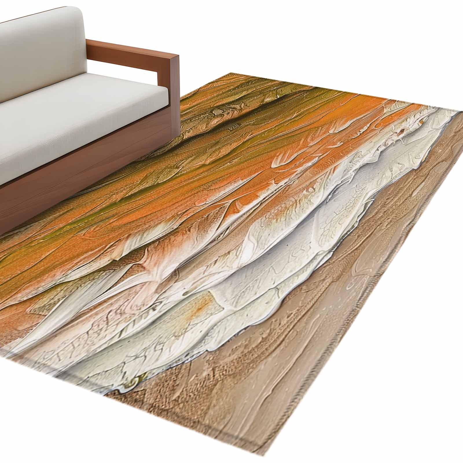 Coastal Ocean Rectangle Area Rug 3x5 ft Beach Dark Orange Waves ...