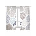 thumbnail image 1 of Coastal Ocean Sheer Curtains 2 Panels Set Starfish Shell Coral Modern Art Lihgt Filtering Rod Pocket Voile Drape, Semi Sheer Window Curtains for Bedroom Living Room, 52"x72", 1 of 5
