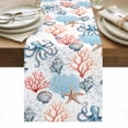 thumbnail image 1 of Coastal Ocean Table Runner - 48 Inch Long, Kitchen Dining Table Runner Dresser Scarves, Summer Beach Nautical Octopus Corals Farmhouse Decor for Coffee Tables Wedding Party Banquet, 1 of 8
