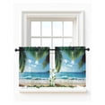 thumbnail image 1 of Coastal Ocean Tier Curtains 24 Inch Length,Sheer Curtains for Bedroom Living Room Window Sandy Beach Coconut Tree Blue Sky Scenery Small Half Window Kitchen Curtains & Drapes 27.5"x24" 2 Panels, 1 of 6