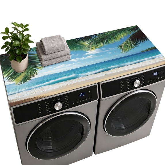 Popular 043 Coastal Ocean Washer Dryer Top Protector Mat Non Slip,Sandy Beach ...