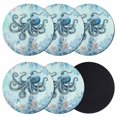 thumbnail image 1 of Coastal Octopus Blue Coasters Set of 6, Absorbent Coasters for Drinks, Summer Beach Nautical Coral Starfish Coaster for Desk Coffee Table Protection, Home Decor House Warming Gifts 4", 1 of 8