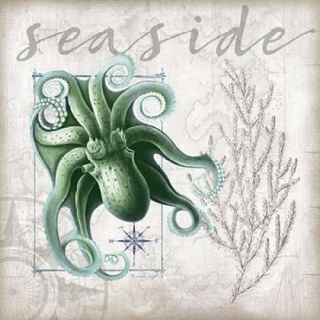 Coastal Octopus Canvas Art - Jennifer Pugh (24 x 24)