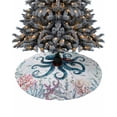 thumbnail image 1 of Coastal Octopus Christmas Tree Skirt 36 Inches Large Christmas Skirt Tree, Summer Beach Coral Nautical Ocean Tree Skirt Christmas Decorations for Fireplace Party Holidays Indoor Outdoor, 1 of 7