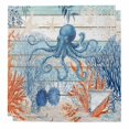 thumbnail image 1 of Coastal Octopus Cloth Napkins, Nautical Coral Leaf Turquoise Wood Grain Washable and Reusable Dinner Napkins Set of 2, Table Napkin for Kitchen Party Birthday Wedding Hotel Housewarming 20"x20", 1 of 9