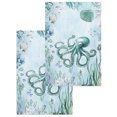 thumbnail image 1 of Coastal Octopus Kitchen Dish Towels for Drying Dishes Set of 2, Cyan Nautical Fish Shells Seaweeds Waffle Weave Microfiber Hand Tea Bathroom Towels Quick Dry & Absorbent Towel 15.7x23.6, 1 of 7