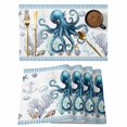 thumbnail image 1 of Coastal Octopus Placemats Set of 8, Nautical Starfish Shell Jellyfish Anchor Placemats for Dining Table, Place Mats for Kitchen Tabletop, Waterproof Wipeable Dining Table Mats Set, 1 of 9