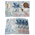 thumbnail image 1 of Coastal Octopus Placemats Set of 8, Ocean Nautical Conch Coral Fish Shells Placemats for Dining Table, Place Mats for Kitchen Tabletop, Waterproof Wipeable Dining Table Mats Set, 1 of 9