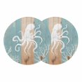 thumbnail image 1 of Coastal Octopus Round 13 Inch Placemats Set of 2, Summer Coral Ocean Vintage Wood HeatResistant Non Slip Place Mats for Dining Table, Wipeable Braided Kitchen Table Mats for Housewarming, 1 of 9