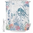 thumbnail image 1 of Coastal Octopus Shower Curtain Set - 72" x 78" Washable Bathtub Curtain with 12 Hooks, Summer Beach Nautical Ocean Coral Seahorse Waterproof Fabric Stall Shower Curtains for Bathroom/Bathtub Décor, 1 of 6