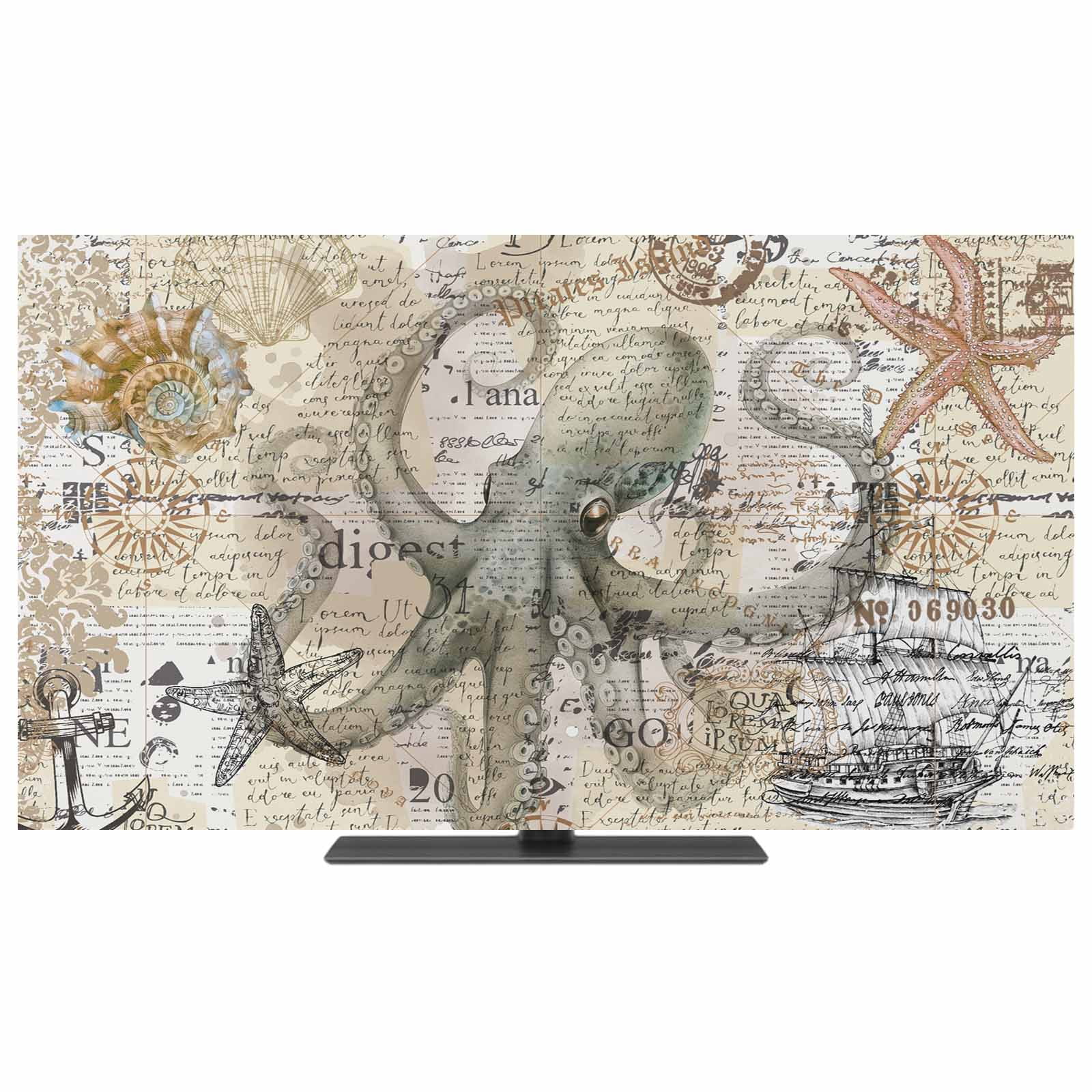 Coastal Octopus TV Dust Cover,Stretchable TV Screen Desktop Computer ...