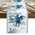 thumbnail image 1 of Coastal Octopus Table Runner - 36 Inch Long, Kitchen Dining Table Runner Dresser Scarves, Nautical Starfish Shell Jellyfish Anchor Farmhouse Decor for Coffee Tables Wedding Party Banquet, 1 of 8