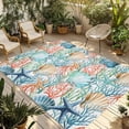 thumbnail image 1 of Coastal Outdoor Rug for Patio/Deck/Porch, Non-Slip Large Area Rug 6 x 9 Ft, Nautical Summer Beach Coral Starfish Shell Indoor Outdoor Rugs Washable Area Rugs, Reversible Camping Rug Carpet Runner, 1 of 8