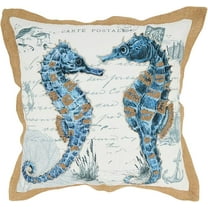 Coastal Outdoor Sea Horse Pillow Cover