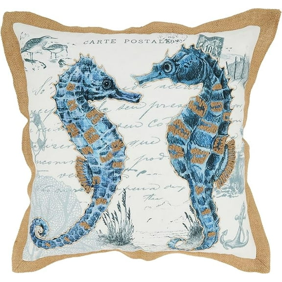 Coastal Outdoor Sea Horse Pillow Cover