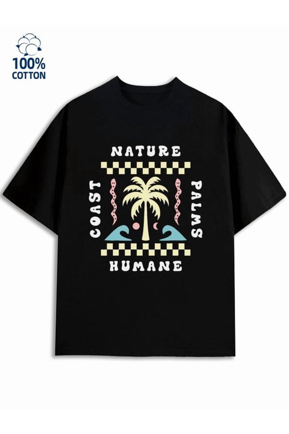 Coastal Palm Tee men's city 180G 100% Cotton black y2k new york Trendy Unisex Shirt Printed tshirts Funny Unisex Shirt Crewneck tshirts Classic Unisex Shirt Printed tshirts