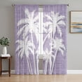 thumbnail image 1 of Coastal Palm Tree Sheer Curtains 63 Inches Long, Tropical Plants Botanical Vintage Purple Light Filtering Window Curtains for Living Room, Rod Pocket Voile Sheer Curtain Drapes, 52"W x 63"L, 2 Panels, 1 of 9