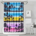 thumbnail image 1 of Coastal Palm Tree and Sunset Shower Curtain 72x72, Hawaii Island Vibes, Quick-Dry Polyester with Hooks, 1 of 5