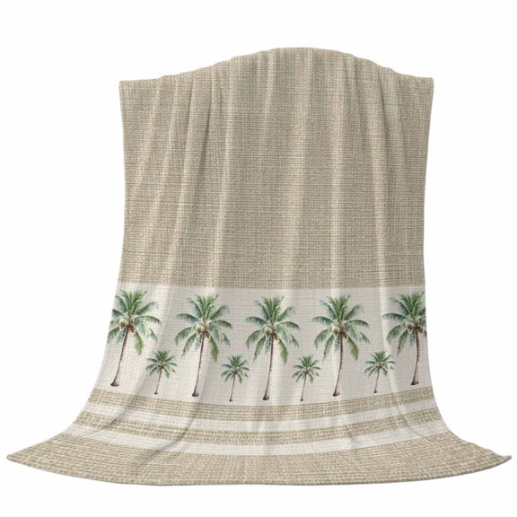 Coastal Palm Trees Fleece Throw Blanket Tropical Plant Summer Linen Ultra Soft Fuzzy Cozy Flannel Throw Blanket for Couch Sofa Bed Car Travel, Ideal Gifts 40x50 Inches