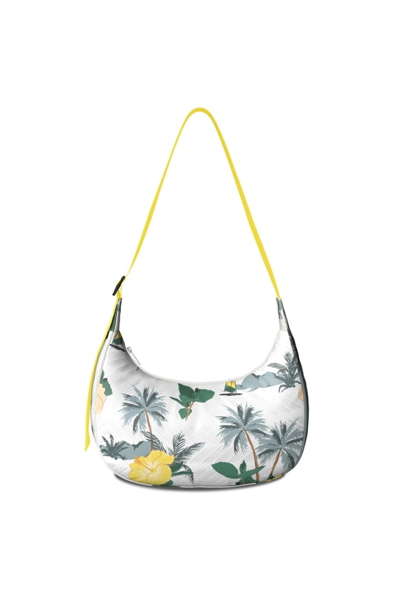 Coastal Paradise Shoulder Tote for Women, Stylish Water-Resistant Crossbody Bag Featuring Tropical Sunset Palm Tree and Nautical Beachy Patterns, Large Capacity and Durable