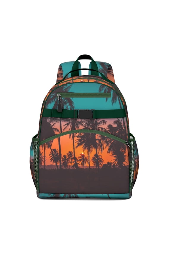 Student Backpack Bookbag Tropical Hawaiian Island Exotic Palm Tree Tropical Sunset Hawaiian Island Classic Beach Vacation